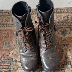 Women's Taos Dark Brown Lace-Up Leather Ankle Boots Size 39